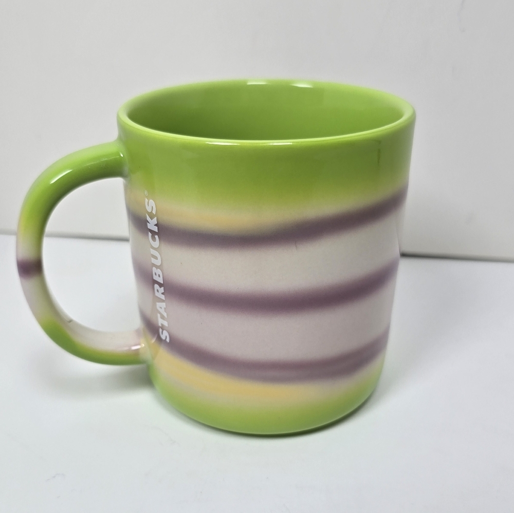 Starbucks Green & Purple Gradient Stripe Mug NWT